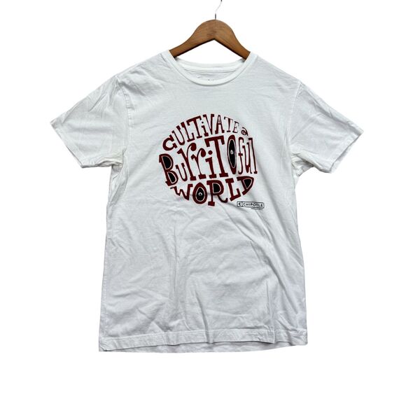 Chipotle T-Shirt Cultivate Burritoful World Beautiful White Staff Food Men's S - Picture 1 of 4